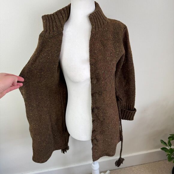 Vintage Wool Button Cardigan Sweater Petite Medium Fit Small Brown Fairycore - Picture 2 of 10